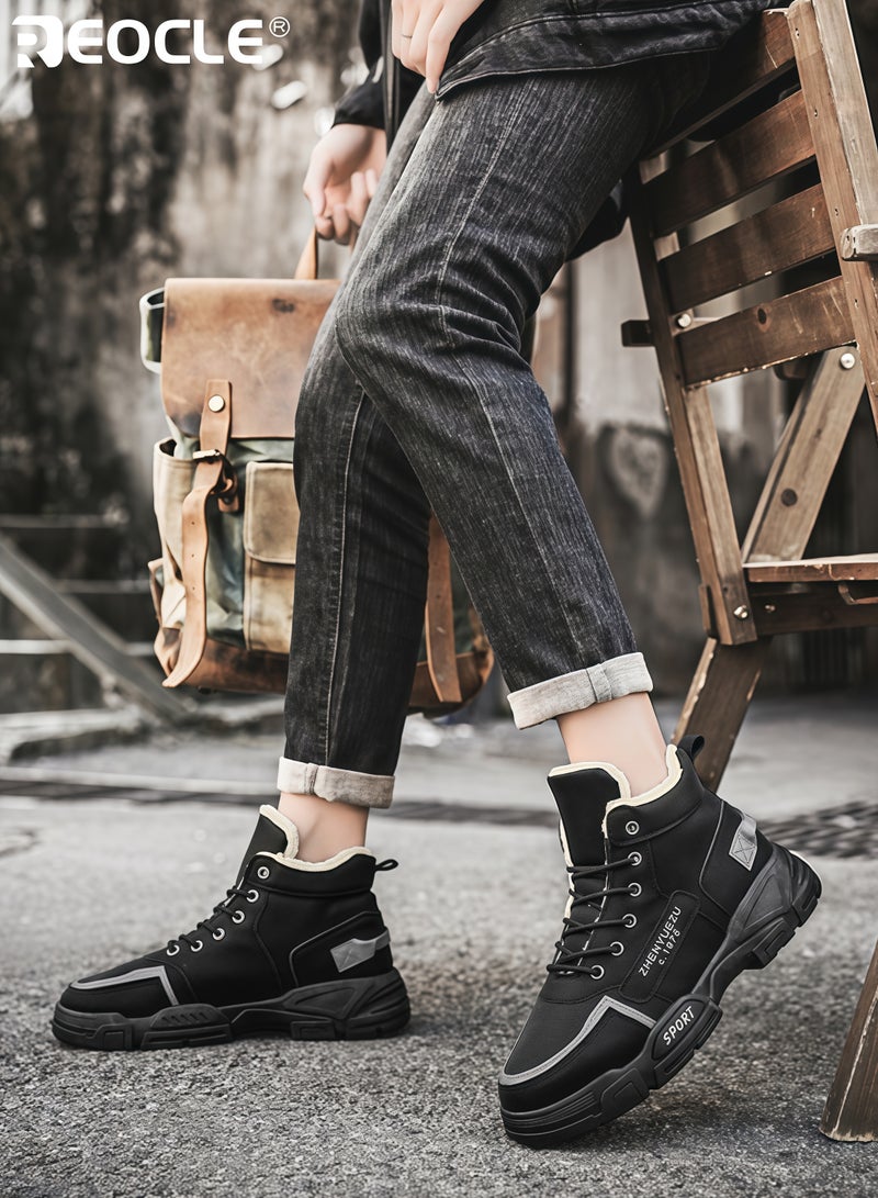 ريوكل أحذية القتال الرجالية مع بطانة فليس وميزة مقاومة للماء، أحذية شتوية ثلجية بتصميم عالٍ للطقس البارد - Image 3