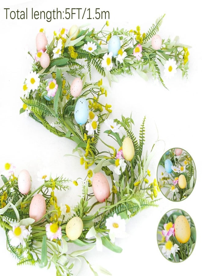 ZIFTY 5FT Easter Garland Faux Spring Vine with Easter Eggs Berries for Rustic Mantle Arch Home Table Tree Decoration (Green/Blue/Pink) - Image 2