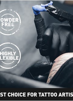 KASTWAVE Nitrile Gloves Disposable Latex Free, Fully Textured, Extra Thick Strong, Food Safe, for Cooking, Tattoo, Painting, Automotive, Mechanics, Large (Black, 50 Count)  - Image 3