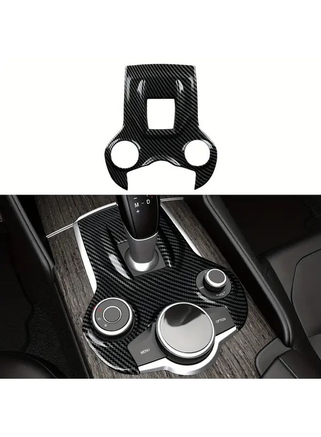 Black Carbon Fiber Center Console Trim For Alfa Romeo Giulia 952 Stelvio 949 2016 2017 2018 2019 - Image 1