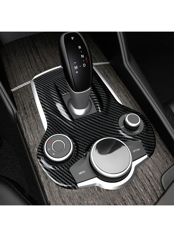 Black Carbon Fiber Center Console Trim For Alfa Romeo Giulia 952 Stelvio 949 2016 2017 2018 2019 - Image 4