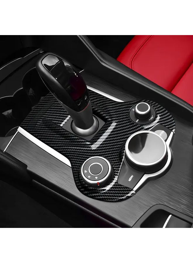 Black Carbon Fiber Center Console Trim For Alfa Romeo Giulia 952 Stelvio 949 2016 2017 2018 2019 - Image 5