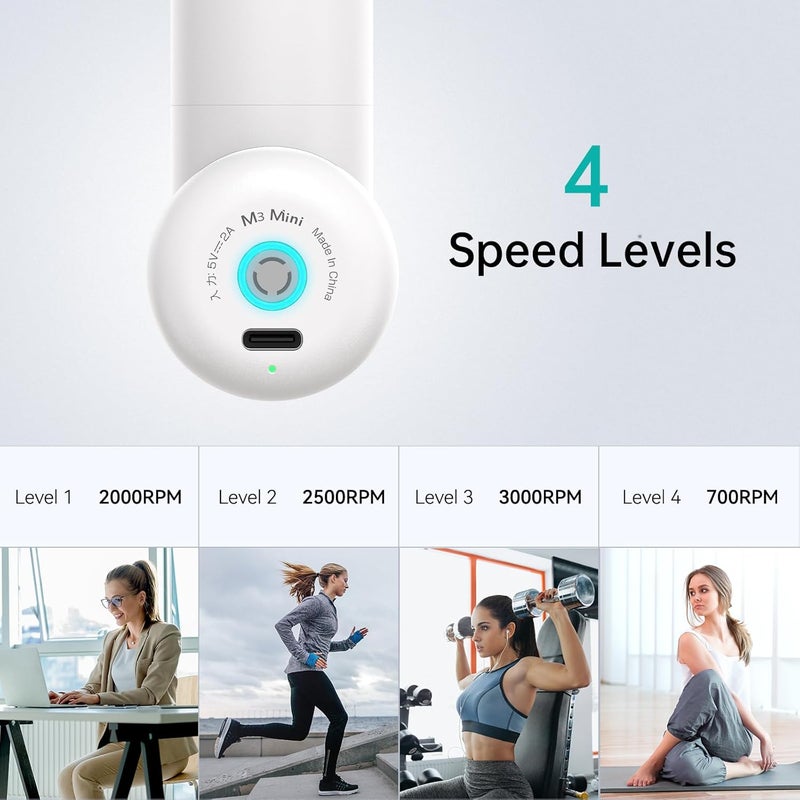 opove M3 Mini Massage Gun for Back Pain Relief with Facial Mode 7mm Amplitude 4 Vibration Levels Ultralight Portable and Rechargeable Fascia Gun Active Recovery Women Presents - Image 5