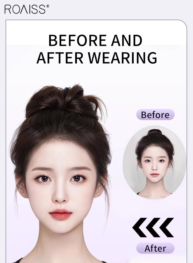 رويس وصلة شعر ملفوفة من قطعة واحدة، عصابة رأس لتصفيف الشعر الكسول، عصا شعر قابل للتعديل، إكسسوارات حفلات للنساء، عصا تصفيف الشعر، مناسبة للشعر الطويل وتسريحة الشعر الأنيقة للسيدات، بني أسود - Image 3