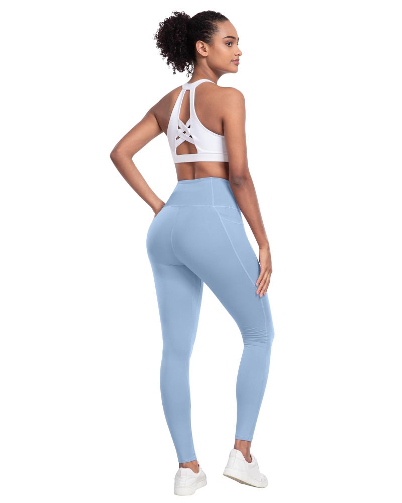 LZYVOO Leggings with Pockets for Women, 6 Packs Soft High Waisted Tummy Control Workout Yoga Pants(2BlackGrayLBlueAPinkMint-M) - Image 5