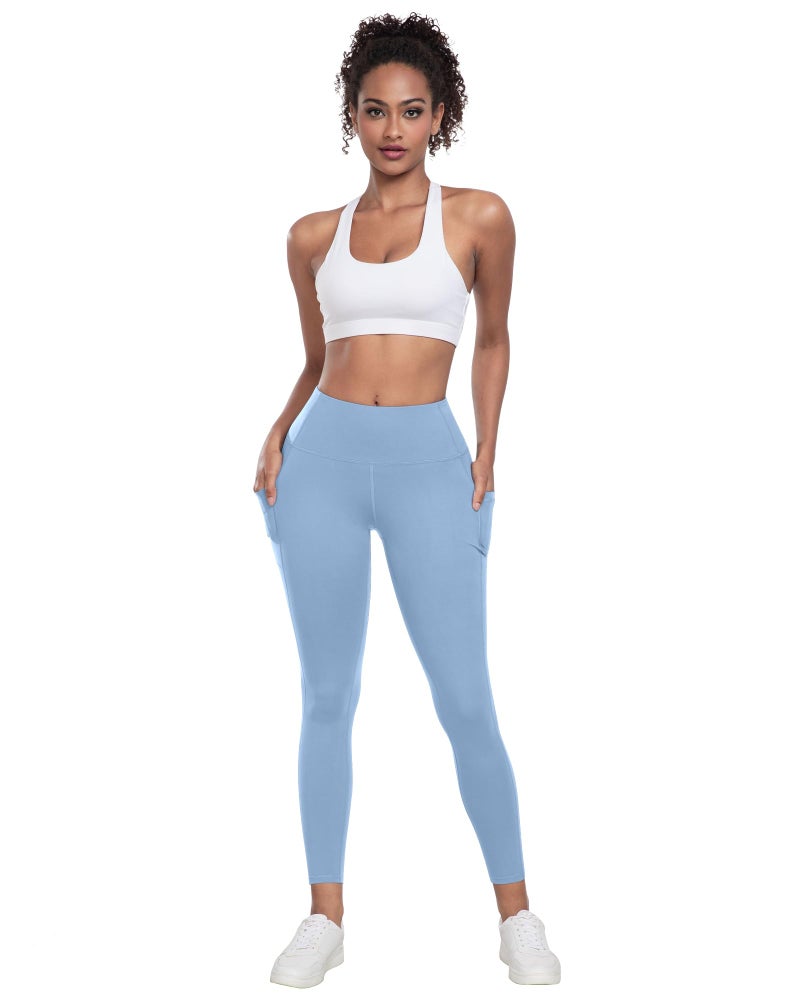 LZYVOO Leggings with Pockets for Women, 6 Packs Soft High Waisted Tummy Control Workout Yoga Pants(2BlackGrayLBlueAPinkMint-M) - Image 2