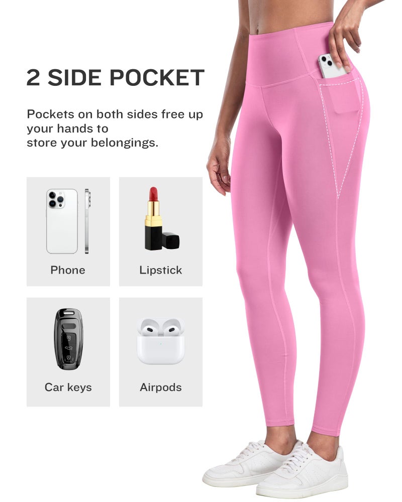 LZYVOO Leggings with Pockets for Women, 6 Packs Soft High Waisted Tummy Control Workout Yoga Pants(2BlackGrayLBlueAPinkMint-M) - Image 3