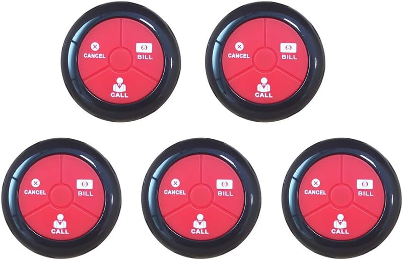 Restaurant Calling Buttons Table Buzzer Service Calling Buttons 5PCS Waterproof Buttons - Image 1