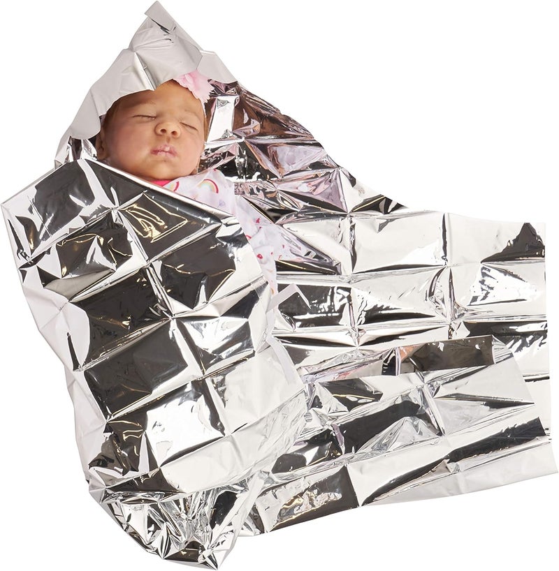 PRIMACARE CS-6835 Sterile Foil Baby Bunting Blanket for Newborns and Infant, Disposable Emergency Heat Saving, 30" x 17" - Image 2