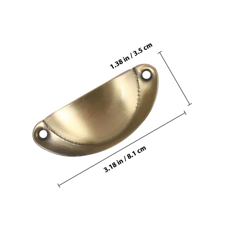 Antique Brass Cabinet Handles 81x35mm Half Cup Drawer Pulls Set of 10 for Kitchen Furniture - Image 3
