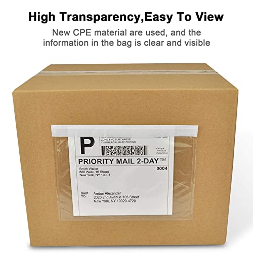 NefLaca 6" x 9" shipping label sleeves, 100Pcs Shipping Label Envelopes with Self-Adhesive Peel & Seal, Packing Slip Envelope Pouches for Invoices & Packaging - Image 3