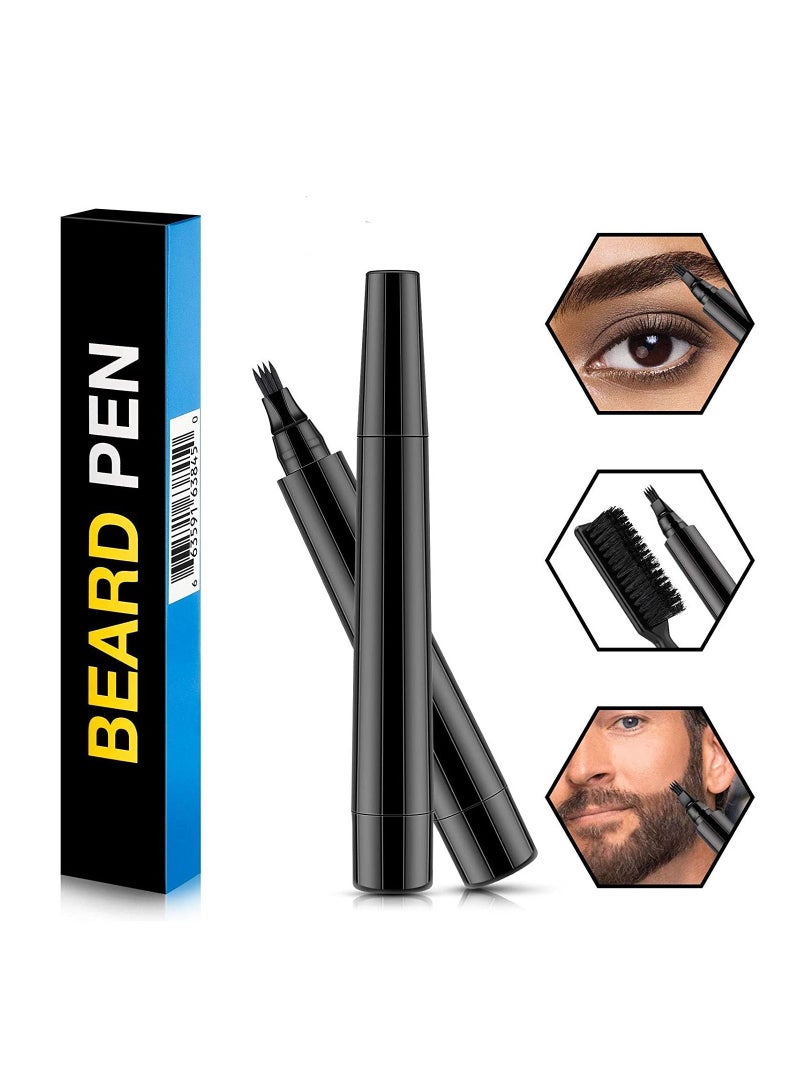 Generic Beard Filler Pen and Brush Kit Dark Brown  - Image 2
