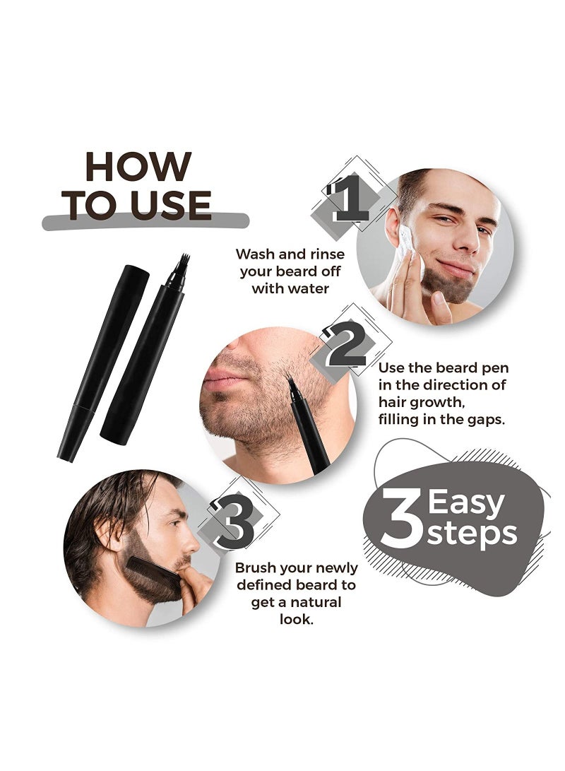 Generic Beard Filler Pen and Brush Kit Dark Brown  - Image 4