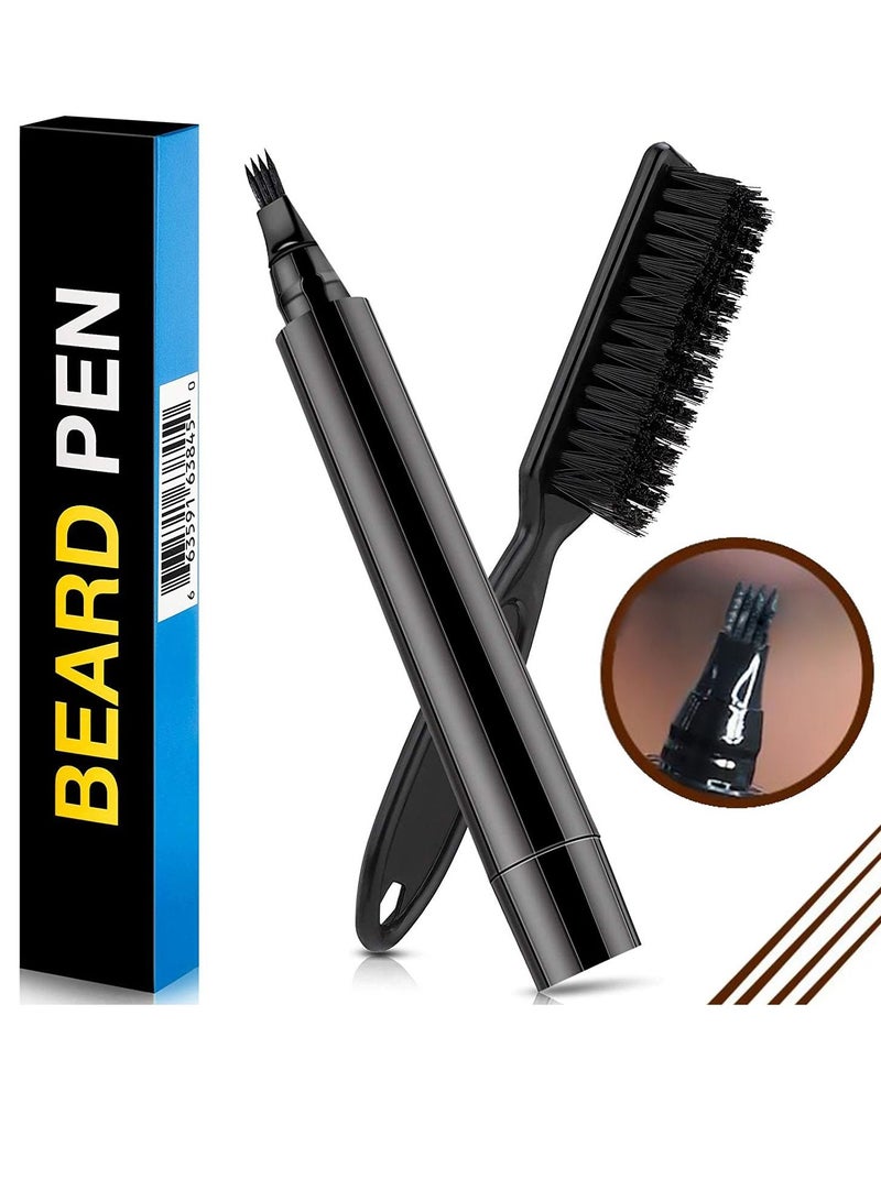 Generic Beard Filler Pen and Brush Kit Dark Brown  - Image 1
