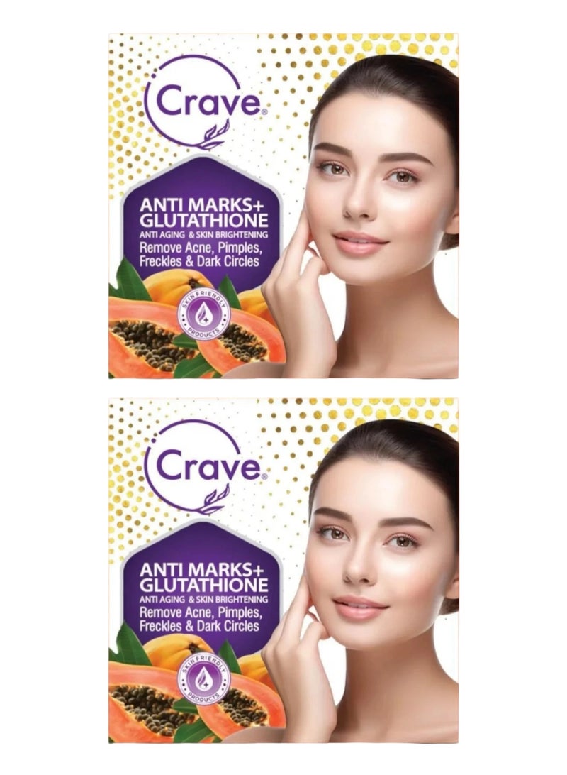 Crave Anti Marks + Glutathione Anti Aging & Skin Brightening Cream Remove Acne , Pimples , Freckles And Dark Circles- Pack of 2 - Image 1