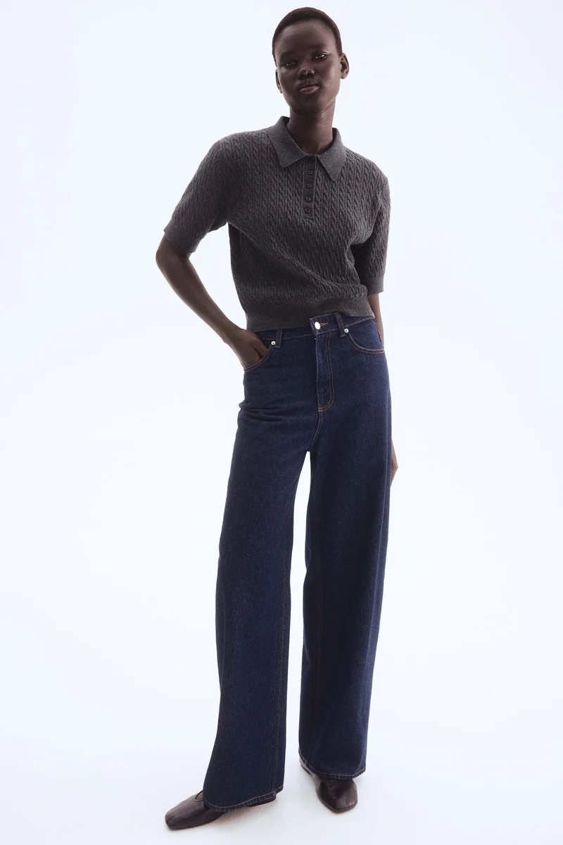 H&M Cable-knit polo shirt