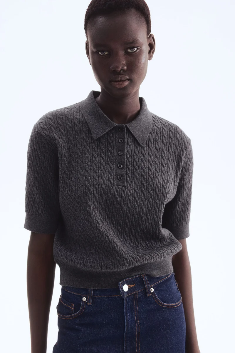 H&M Cable-knit polo shirt