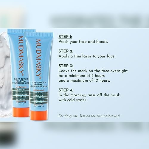MUDMASKY Sleep Repair Renewal Nourishing Mask 60ml - Anti-Aging, Hydration Boost, Fragrance-Free - Face Moisturizer to Add in Your Skin Care Set for Nourishment & Rejuvenation - Overnight Formula - Image 4