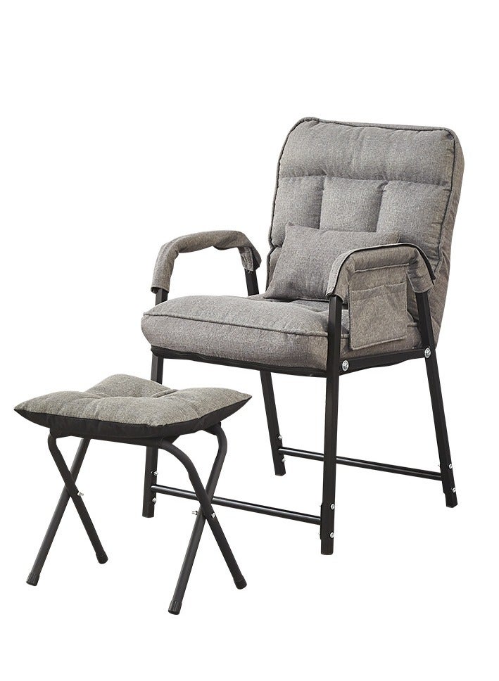 XiuWoo Living Room Lazy Chair with Ottoman and Armrest, Modern Comfy Folding Lounge Chair Reclining Sofa Leisure Chair Armchair with Footstool for Bedroom Office - Image 5