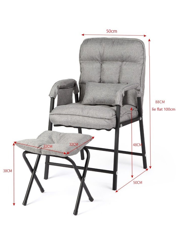 XiuWoo Living Room Lazy Chair with Ottoman and Armrest, Modern Comfy Folding Lounge Chair Reclining Sofa Leisure Chair Armchair with Footstool for Bedroom Office - Image 3