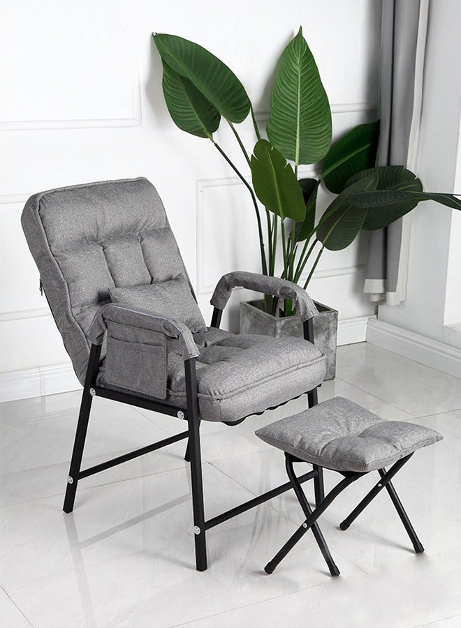 XiuWoo Living Room Lazy Chair with Ottoman and Armrest, Modern Comfy Folding Lounge Chair Reclining Sofa Leisure Chair Armchair with Footstool for Bedroom Office - Image 1