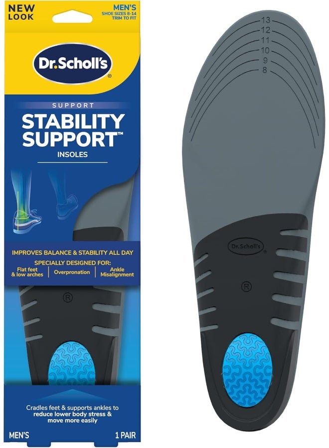 Dr. Scholl's Dr. Scholl's Stabilizing Support Insole Improves Posture, Alignment & Balance. Added Arch Support for Flat Feet & Overpronation (Men's 8-14), Trim to Fit Inserts  - Image 1