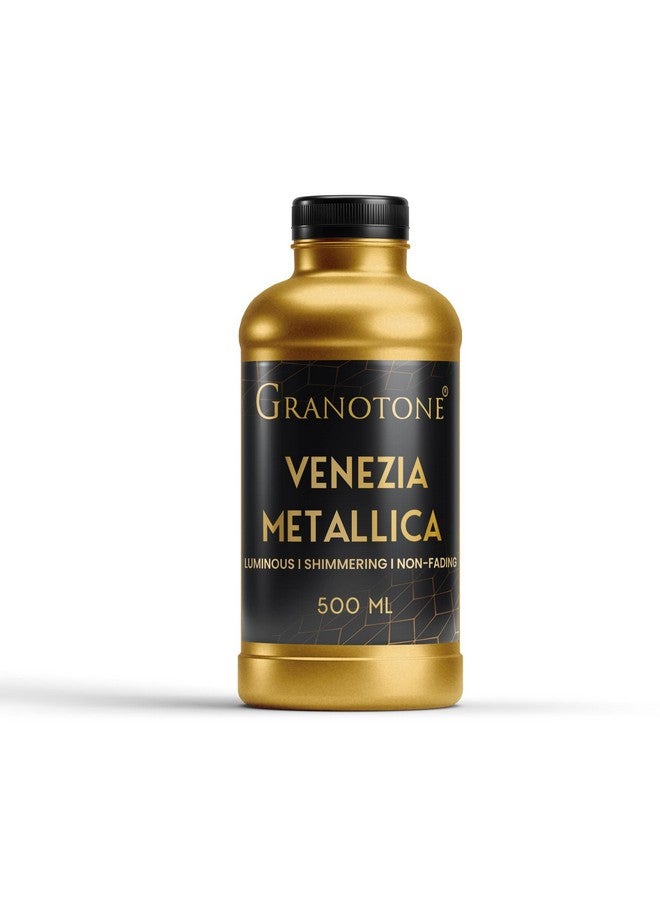 Granotone لون أكريليك فينيسيا المعدني من GRANOTONE، طلاء أكريليك معدني لامع لا يتلاشى مع أصباغ غنية، ألوان معدنية غير سامة مثالية للأطفال والفنانين والمبتدئين، 500 مل (ذهب عيار 24 قيراط) - Image 1