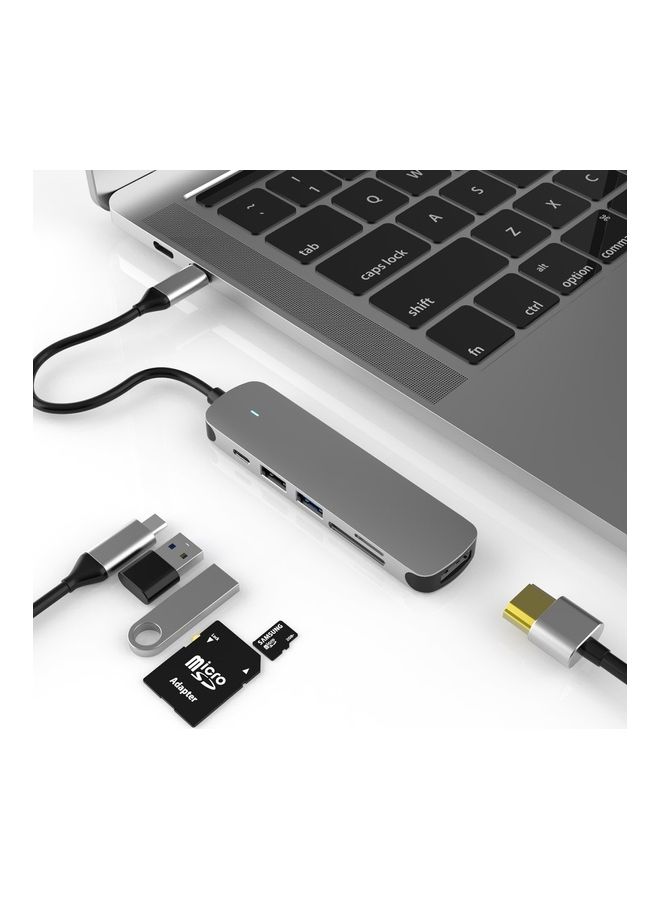 Loquat 6-In-1 Type C Adapter Hub With 4K HDMI, PD Quick Charge, SD u0026 TF Card Slots, USB 3.0 And 2.0 Port. Space Grey  - Image 3