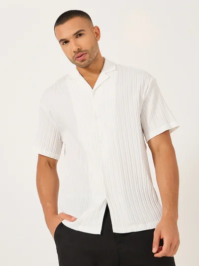 تايك تو قميص كامب كولار سادة بأكمام قصيرة