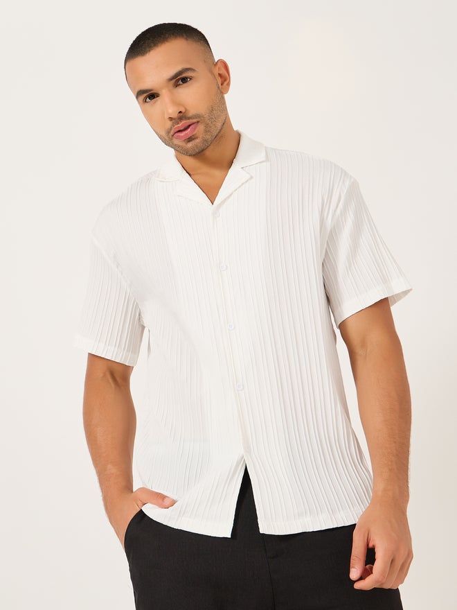 تايك تو قميص كامب كولار سادة بأكمام قصيرة - Image 1