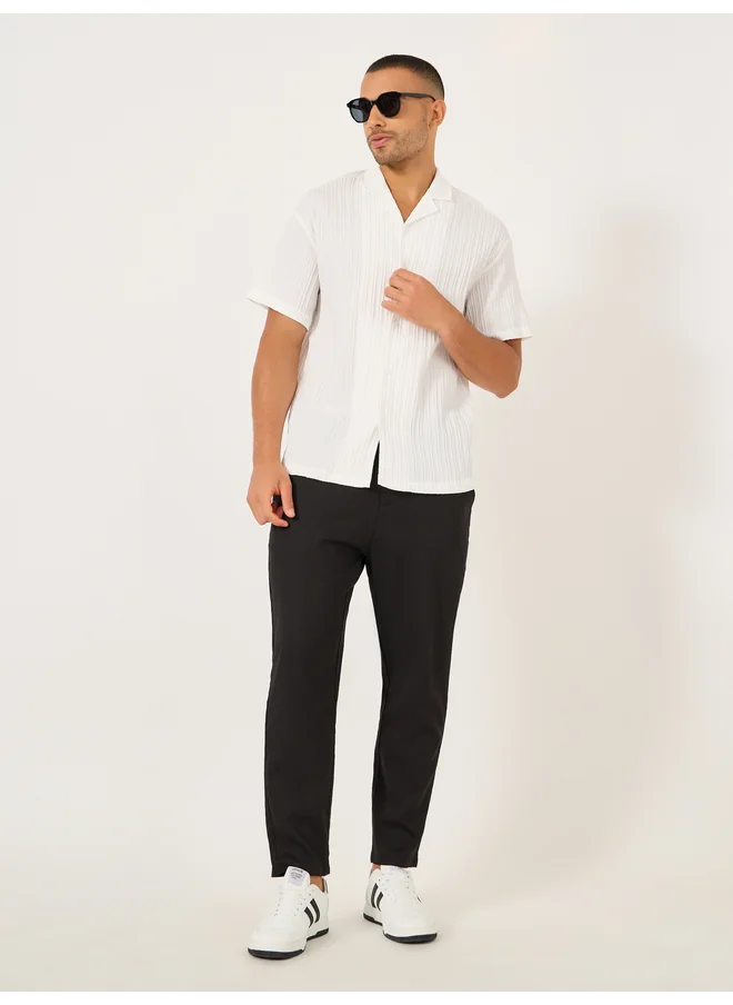 Take Two Take Two Solid Short Sleeve Camp Collar Regular Fit Shirt