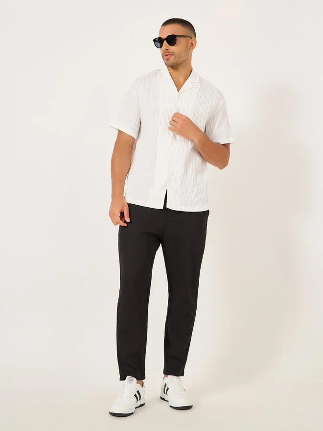 تايك تو قميص كامب كولار سادة بأكمام قصيرة