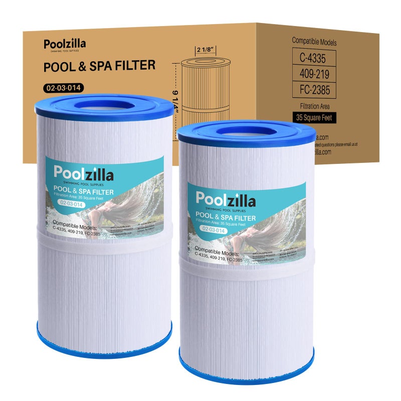 Poolzilla 2-Pack Replacement for Spa Filter PRB35-IN, Pleatco PRB35-IN, Unicel C-4335, Guardian 409-219, Aladdin 13501, Rainbow Dynamic 35, Waterway 35 in-line (L x OD: 9 1/4â€ x 5â€) - Image 1
