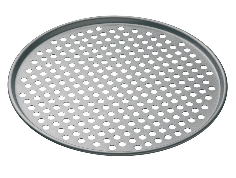 MasterClass 32 cm Perforated Pizza Tray with PFOA Non Stick Robust 1 mm Thick Carbon Steel