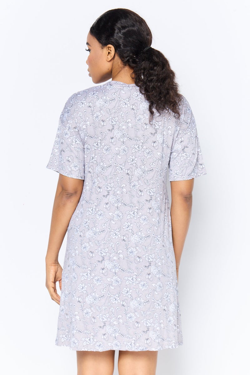 Jones New York Women Floral Print Short Sleeve Pyjama Top, Multicolor - Image 4