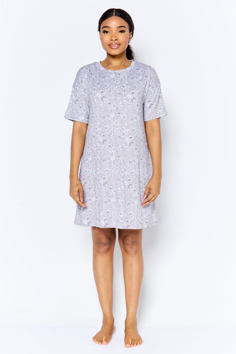 Jones New York Women Floral Print Short Sleeve Pyjama Top, Multicolor - Image 2