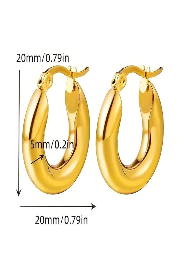 SHAHEEBA 18K Gold Plated Chunky Hoop Earrings for Women & Girls | 304 Stainless Steel, Electroplated, Waterproof & Non-Tarnish | Minimalistic IG-Style Everyday Hoops | Lightweight, Earrings for Gifting and Daily & Holiday Wear - Image 5
