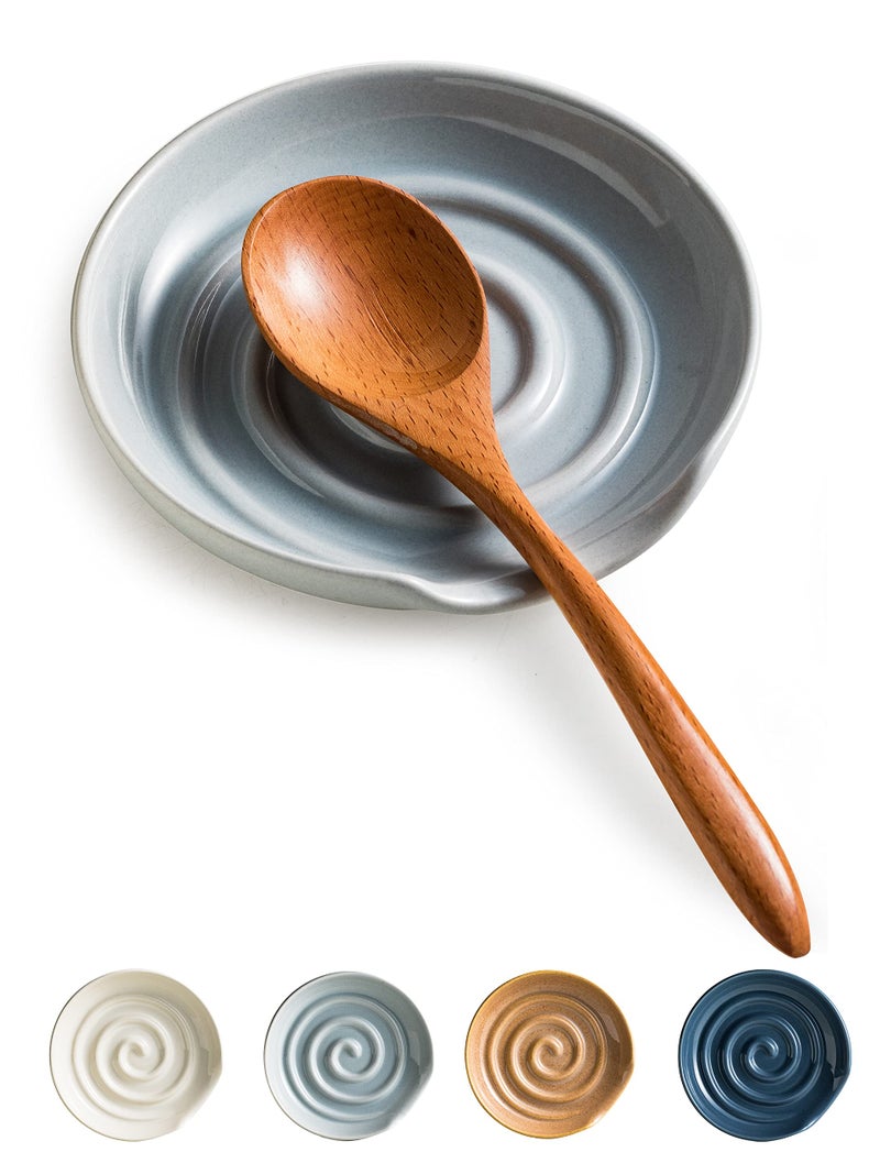 Cormomu Swirl Spoon Rest for Stove Top, Holder for Spatula, Coffee Spoon Holder, Cooking Utensils Prevents Sauce Spillage - Light Gray - Image 1