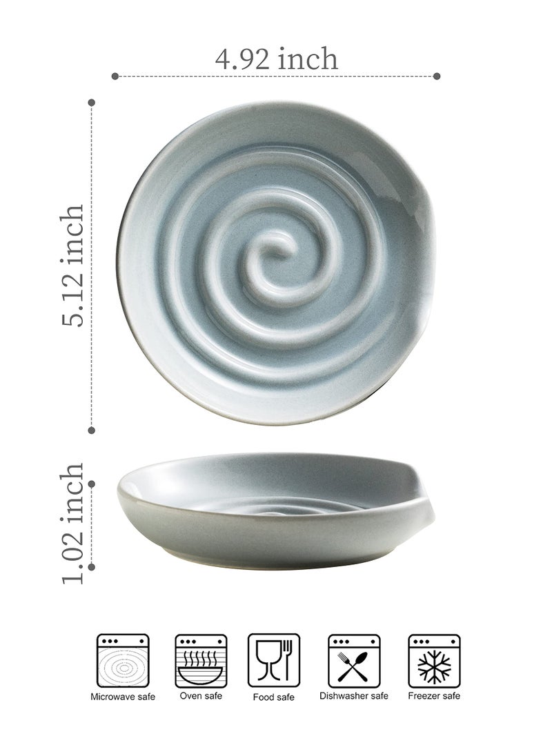 Cormomu Swirl Spoon Rest for Stove Top, Holder for Spatula, Coffee Spoon Holder, Cooking Utensils Prevents Sauce Spillage - Light Gray - Image 3
