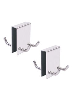 SYOSI Towel Hooks Over Shower Door, 2 Pack Shower Door Hooks, Stainless Steel Shower Towel Hook, Bathroom Frameless Glass Hanger for Bathroom Frameless Glass Shower Door 0.39in/10mm (Silver)