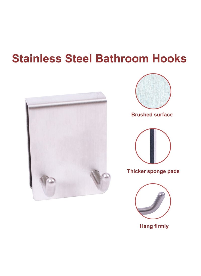 SYOSI - SYOSI Towel Hooks Over Shower Door, 2 Pack Shower Door Hooks, Stainless Steel Shower Towel Hook, Bathroom Frameless Glass Hanger for Bathroom Frameless Glass Shower Door 0.39in/10mm (Silver) - Image 1