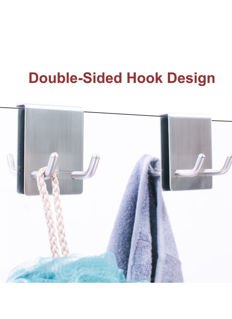 SYOSI - SYOSI Towel Hooks Over Shower Door, 2 Pack Shower Door Hooks, Stainless Steel Shower Towel Hook, Bathroom Frameless Glass Hanger for Bathroom Frameless Glass Shower Door 0.39in/10mm (Silver) - Image 1