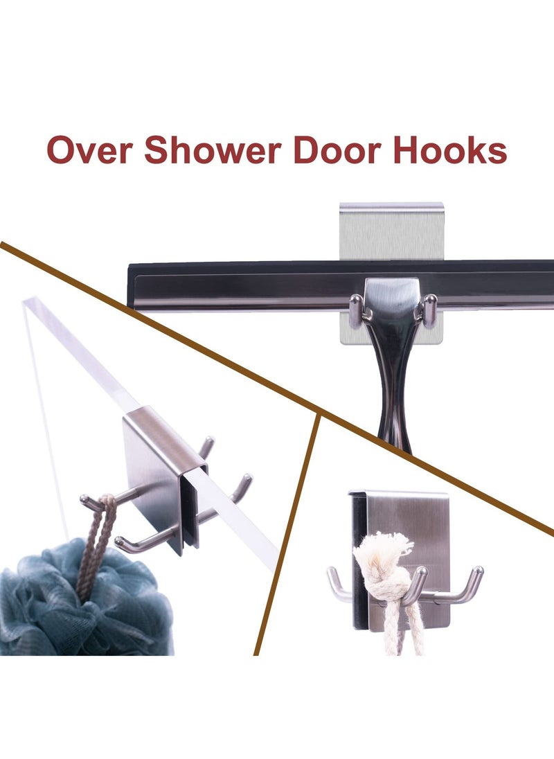 SYOSI - SYOSI Towel Hooks Over Shower Door, 2 Pack Shower Door Hooks, Stainless Steel Shower Towel Hook, Bathroom Frameless Glass Hanger for Bathroom Frameless Glass Shower Door 0.39in/10mm (Silver) - Image 1