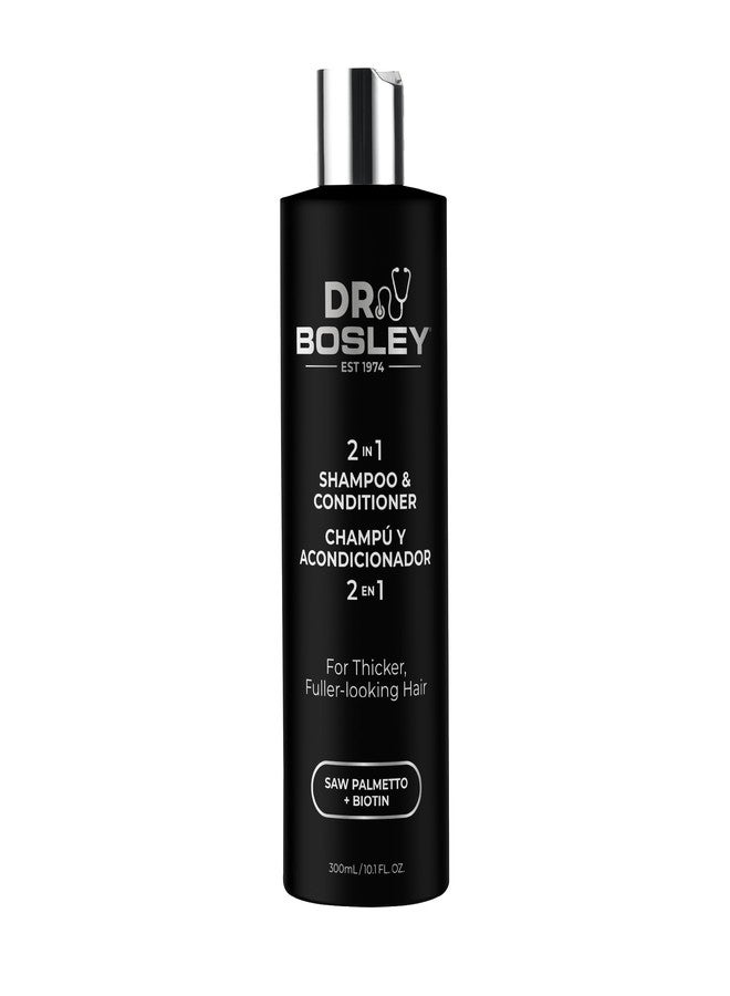 BOSLEYMD Dr. Bosley 2-in-1 Shampoo & Conditioner - Biotin & Saw Palmetto - Sulfate-Free Thickening Formula for Thicker, Fuller-Looking Hair - Strengthens & Volumizes - 10.1 fl oz - Image 1