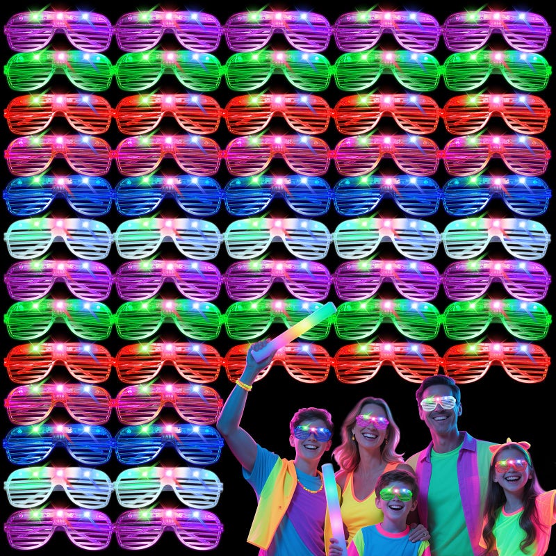 FathiSooc 42 PCs LED GlassesLight Up GlassesGlow Glasses Glow In The Dark Party Supplies Suitable For KidsAdults 3 Light up Modes 6 Neon Colors Rave PartyWedding Birthday Concert New Year Carnival - Image 2