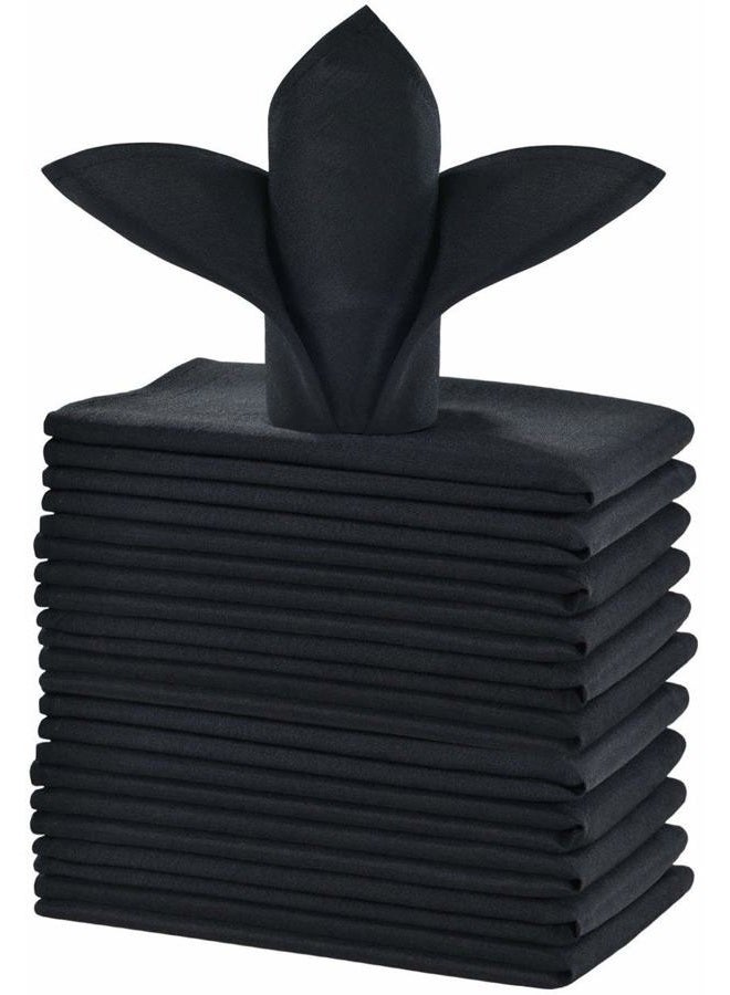 cieltown Polyester Cloth Napkins 1-Dozen (17 x 17-Inch, Black) - Image 1