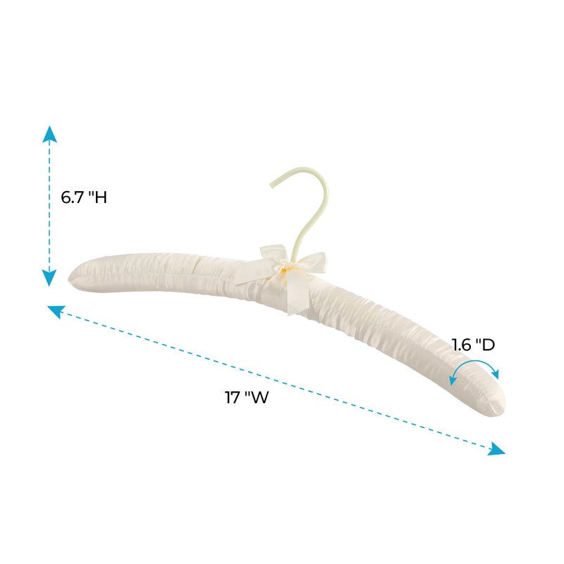 JS HANGER Padded Hanger for Sweaters - 17 Inch Extra Large Heavy Duty Satin Covered Coat Hangers No Shoulder Bump for Women Clothes, Sweaters, Dresses, Clothing, Weddings, Lingerie Pack of 10, Ivory - Image 5