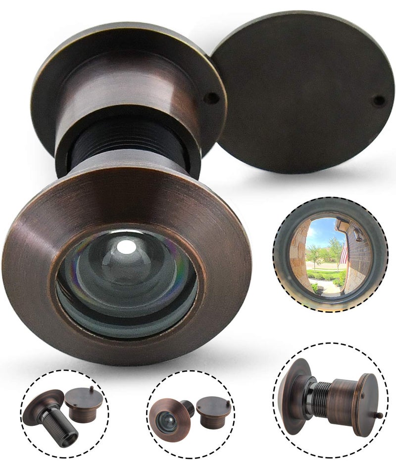 Earl Diamond - Solid Brass Door Peep Holes for Front Door, 220-Degree Door Viewer Peephole with Heavy Duty Rotating Privacy Peephole Cover for 1-21/32" to 2-1/8" Thick Door (Brushed Oil Rubbed Bronze) - Image 1