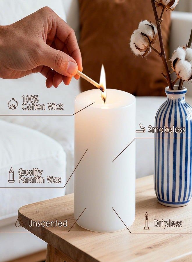 MOSROAD 4x6 Inch White Pillar Candles, 2 Packs, 300-Hours Long Burning Time Totally, Unscented Large White Candles for Mantel Decor, Home Holiday Table Decor, Smokeless & Dripless - Image 4