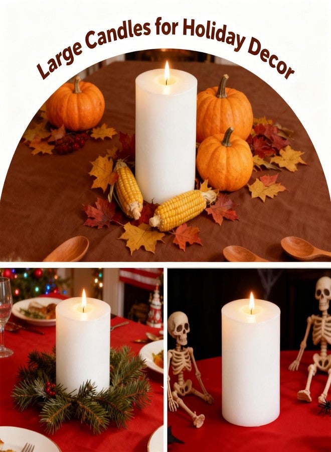 MOSROAD 4x6 Inch White Pillar Candles, 2 Packs, 300-Hours Long Burning Time Totally, Unscented Large White Candles for Mantel Decor, Home Holiday Table Decor, Smokeless & Dripless - Image 5